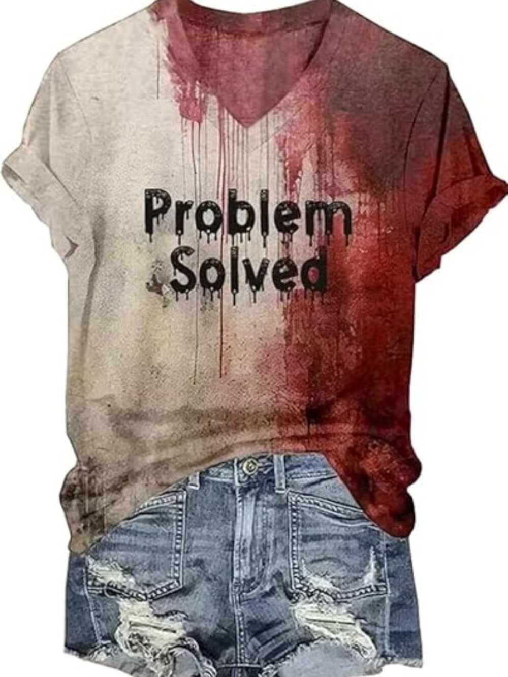 Womens I'm Fine Bloody Halloween Shirt Sanderson Sisters Short Sleeve Problem So